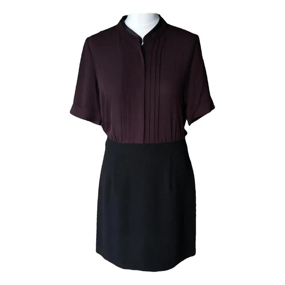 The Kooples Crepe Chiffon Leather Collar Mini Dress